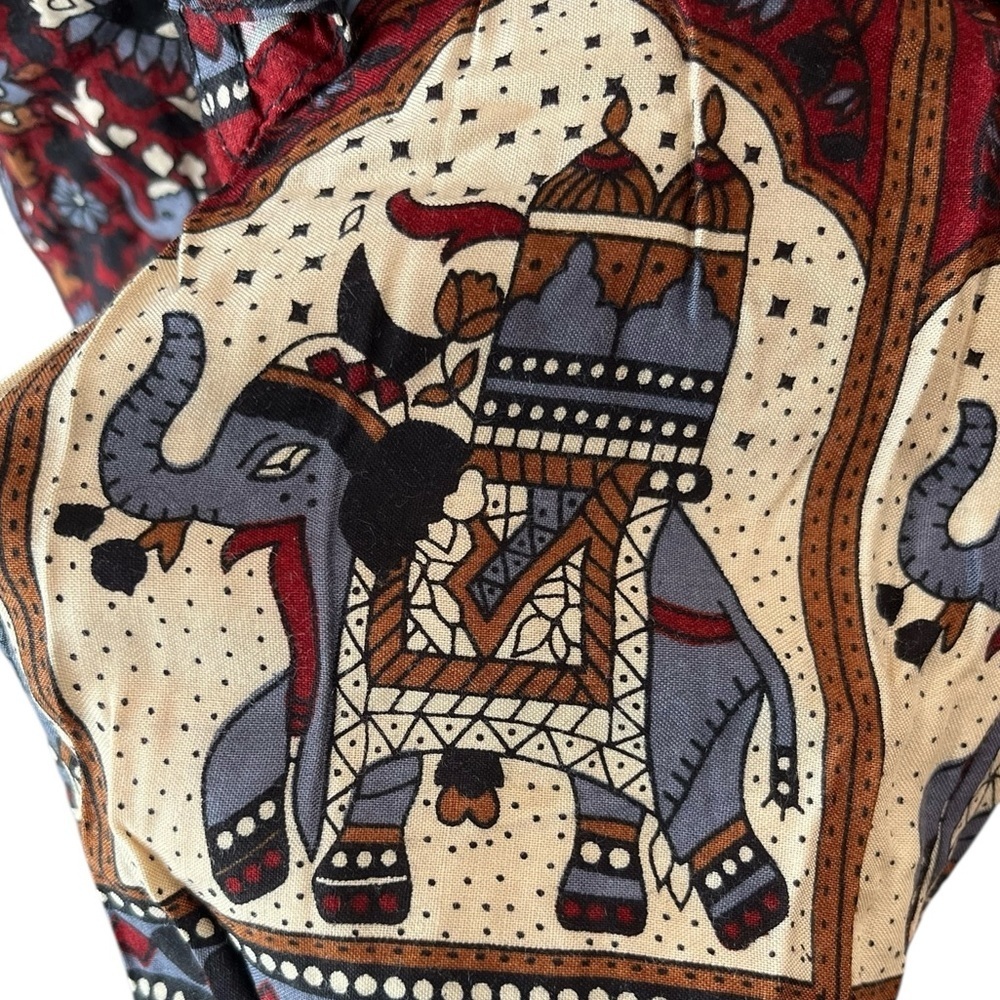 Hand crafted vintage novelty elephant hippie boho wrap skirt - Picture 4 of 8